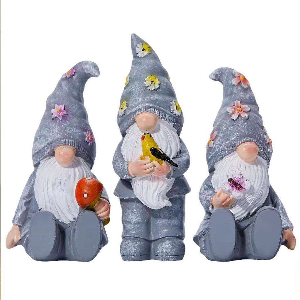 3-Piece Resin Faceless Elf Garden Series Craft Ornament Outdoor Garden Elf Dwarf Courtyard Ornament Decoration