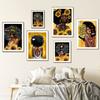 Abstract Sunflower Afro Girl Black Beauty African Art Canvas Painting Nordic Posters And Prints Wall Pictures Living Room Decor No Frame