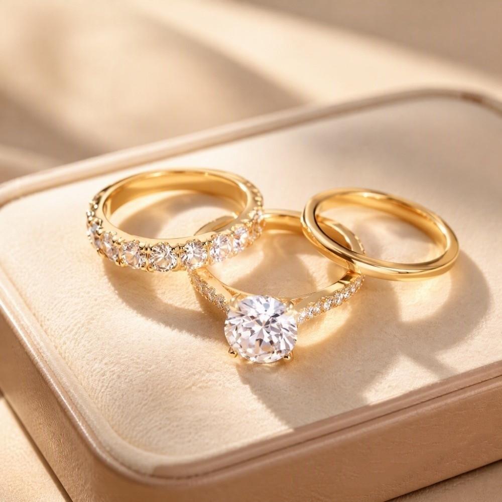 Synthetic Zircon Stackable Rings Lightweight Fashion Rings Gold Tone Rings Daily Outfits