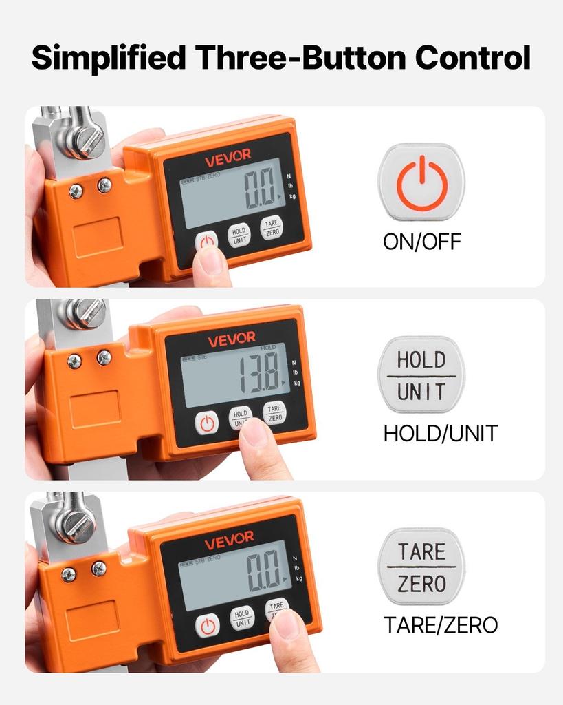 Digital Crane Scale, 1100 lbs/500 kg Max Capacity, Heavy Duty Industrial Hanging Scale with Cast Aluminum Case & LCD Display, 100 g Division & 3 Unit