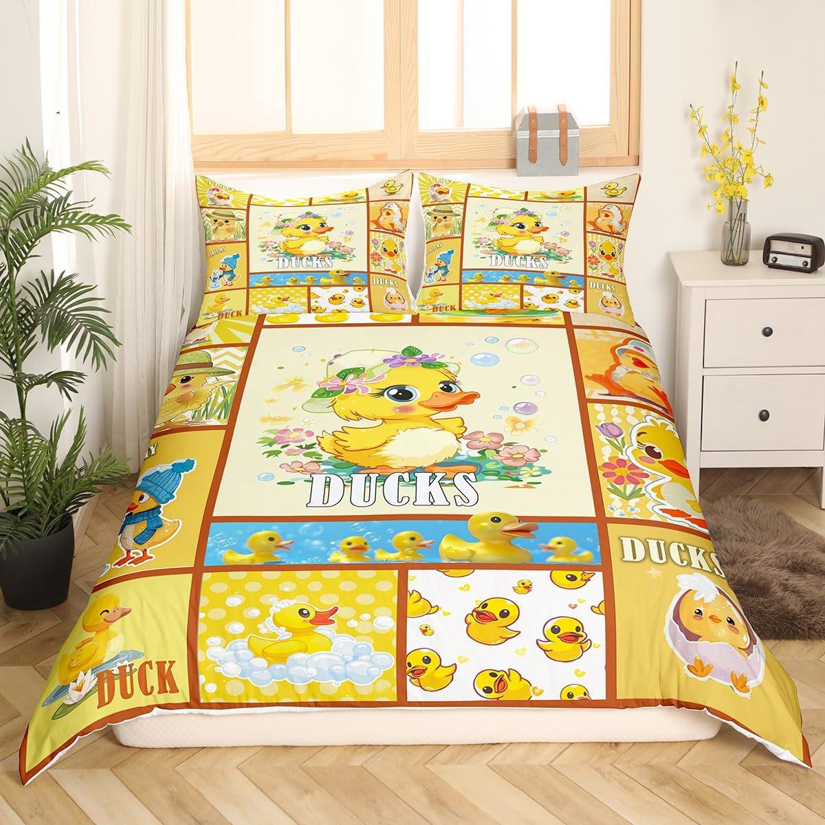 

Милый маленький желтый утенок пододеяльник детская спальня декоративное постельное белье комплект из трех предметов цифровая печать пододеяльник EU single 135*200