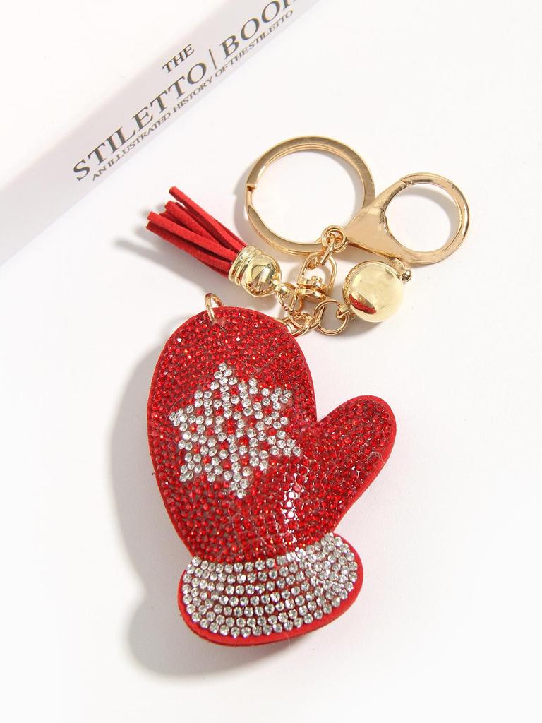 Christmas Series Rhinestone Keychain - Santa & Reindeer Pendant Handbag Charm
