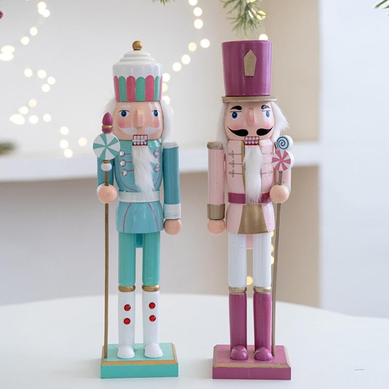 Christmas Nutcrackers Ornament, Wood Christmas Nutcrackers Soldier Figures Standing Decorations for Christmas