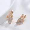 Rose Gold Color Full Paved Natural Zircon English Earrings For Women Crystal Flower Daily Fine Jewelry Girl Gift