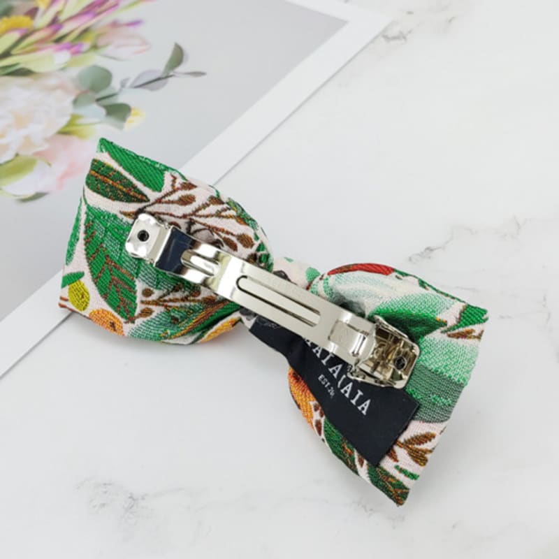 MAIA Rose Jacquard Ribbon Pin - Green