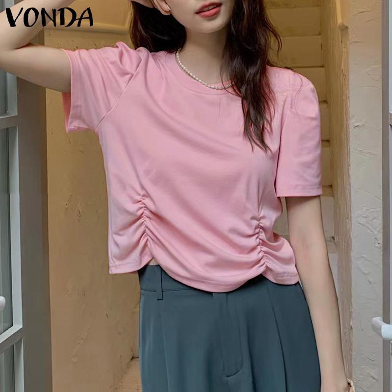 

Летние женские однотонные топы с пышными рукавами VONDA