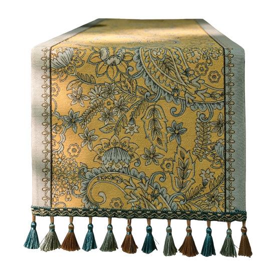 Jacquard Tischläufer Läufer, Vintage Floral Elegant Dekorativ mit Quasten für Esstisch Zuhause Party Dekor Hoch