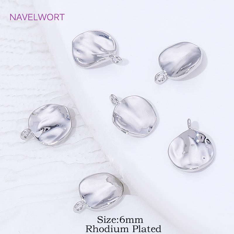 6/8MM 18K Gold Plated Irregular Round Charms For Bracelets,Brass Small Pendant Charms,DIY Necklace Jewelry Making Accessories