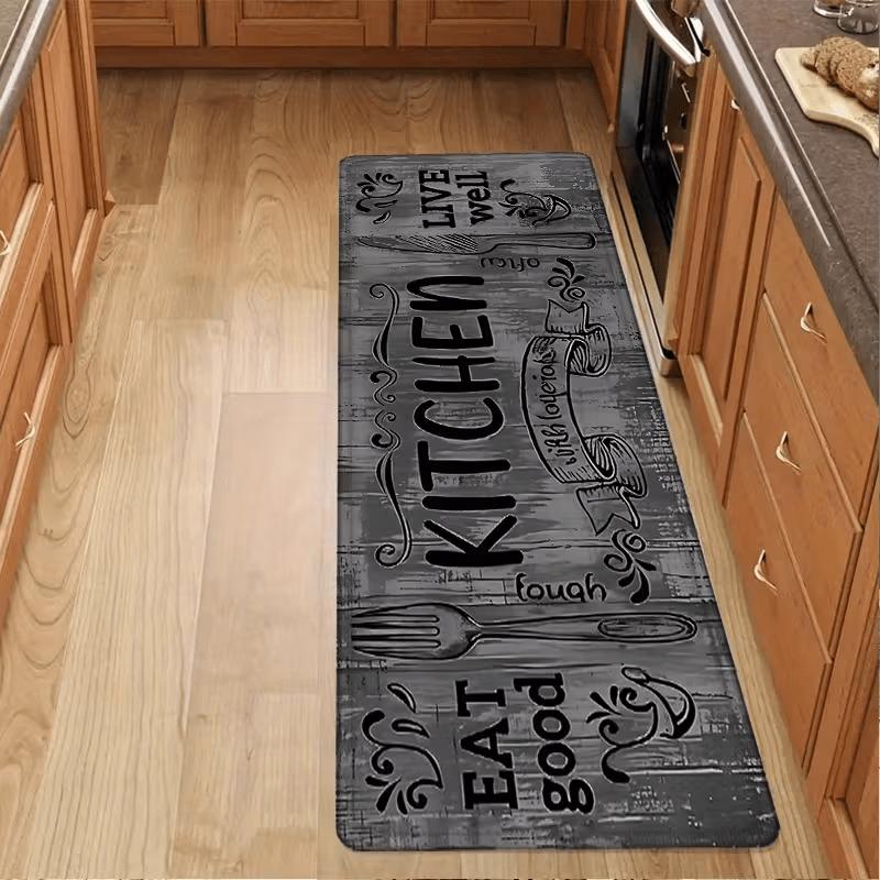Dark Gray Kitchen Rug, Laundry Room Mat, Made of Plush Material, 1.19 cm Thick, Water-absorbent and Slip-resistant. Suitable for Entryways, Bedrooms,