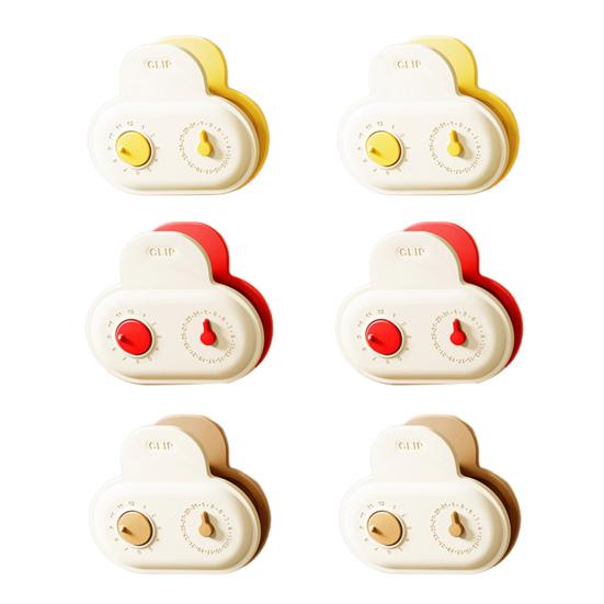 Magnetic Bag Sealing Clip with Timer Reusable Food Bag Clamp for Chips Snacks Freshness Keeper Cute Refrigerator Magnet Kitchen Fridge Organizer 6pcs