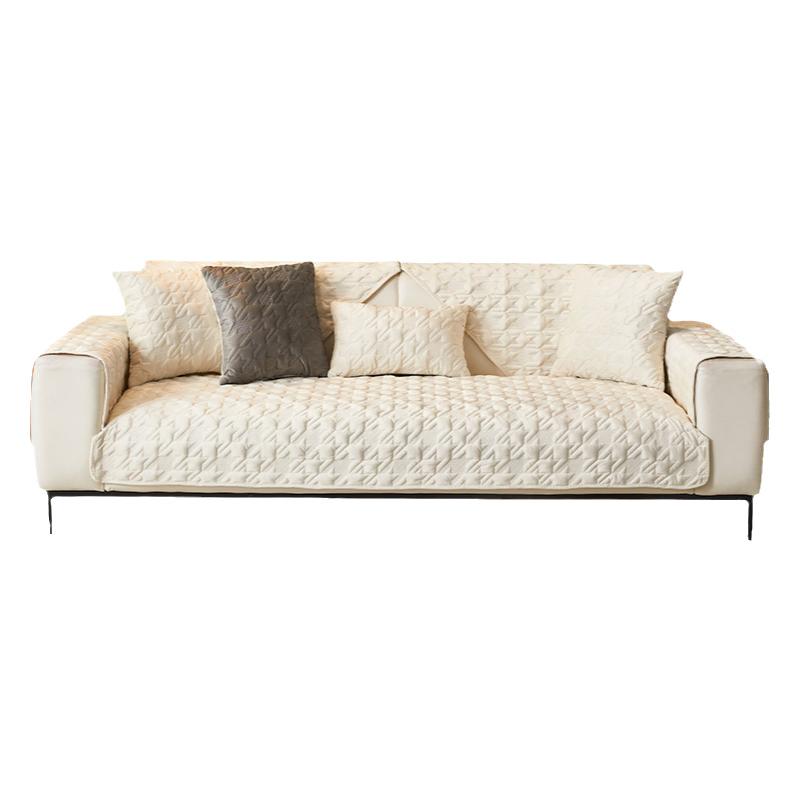Sofa Seat Slipcovers Solid Color Plush Jacquard Housse Canape Dangle Sofa Protector Home Decor Fleece Sofa Cover for Winter Warm