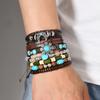 Sada náramkov Boho pre mužov Kožený pletený wrap náramok s drevenými korálkami Lebka býka & Amulet so zlým okom Etnický štýl Vikingov Šperky