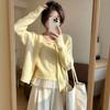 Autumn College-Style Lace Patchwork Knit Cardigan & Vest Two-Piece Set for Women