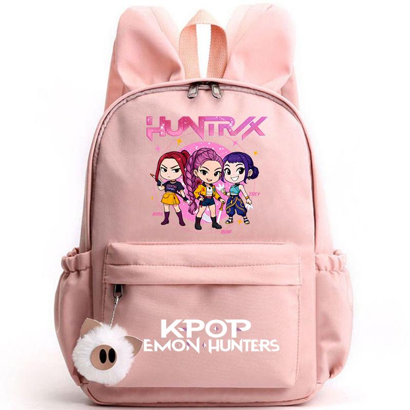 KPop Dämonenjäger Rucksack für Mädchen Jungen Kinder Rucksack Freizeit Schultaschen Reise Hasenohren Rucksäcke Mochila Geschenktüten