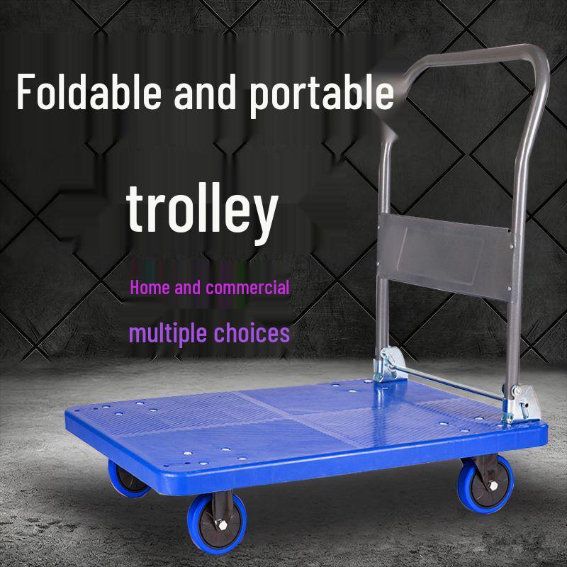 Compact Four-Wheeled Folding Trolley: Silent Portable Hand Truck for Cargo