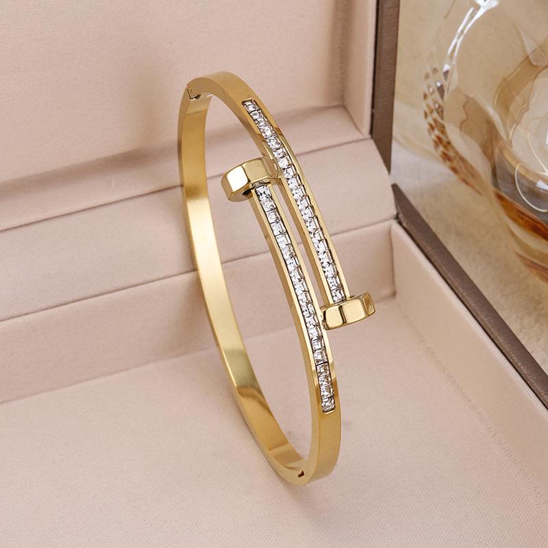 18K Gold Plated Four-Leaf Clover Stainless Steel Bracelet 3-Piece Set