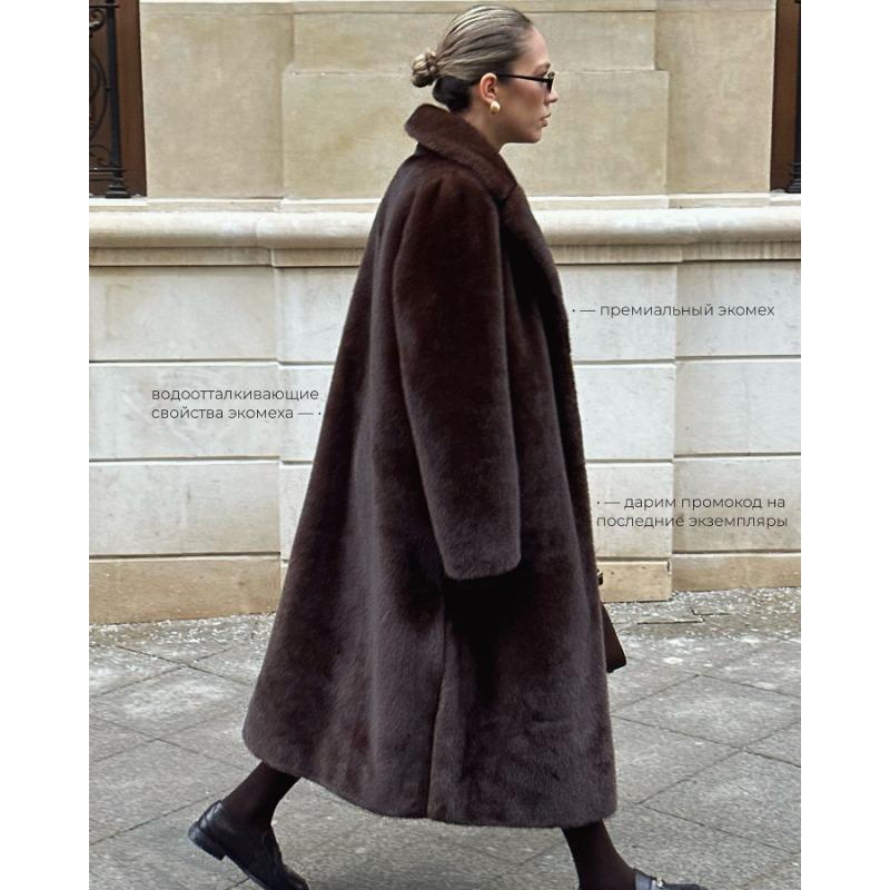 Damen S Faux Fur Langer Mantel Mit Gürtel Dicke Warme Oberbekleidung