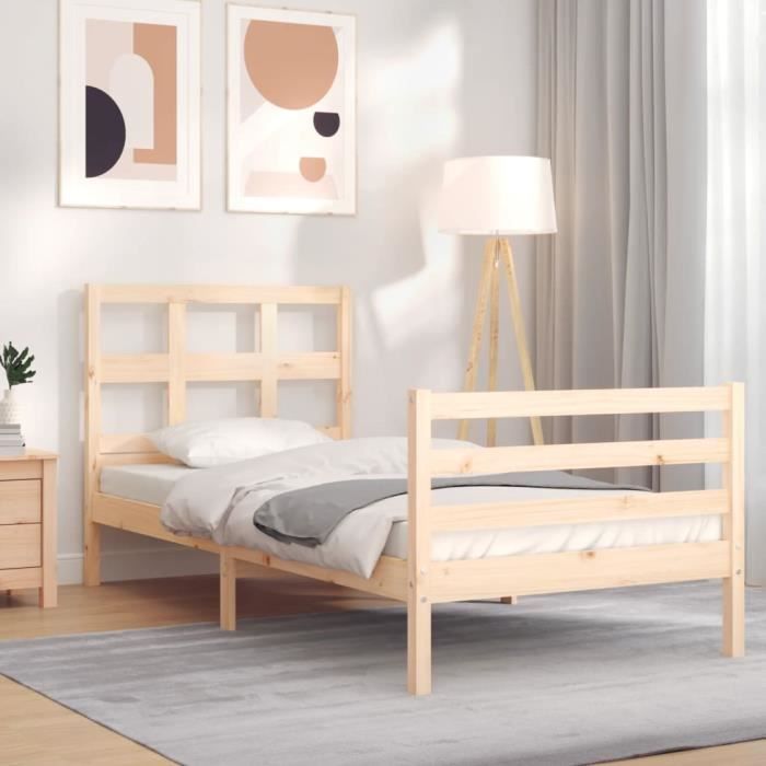 VidaXL Bed Frames with Simple Solid Wood Headboard 3194796