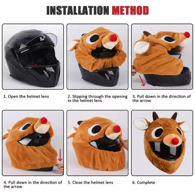 Motorcycle Cartoon Plush Helmet Cover Hallowmas Helmets Hat Funny Christmas Helmet Protective Case for LS2/AGV Motor Accessories