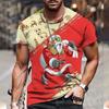 Men's 3D Santa Claus Printed T-shirt Oversized O-neck Breathable Short Sleeve Exquisite Christmas & New Year Gift Casual Top