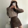 2024 Korean Style High Waist PU Leather Short A-line Skirt - Slimming Black Hip Wrap for Women