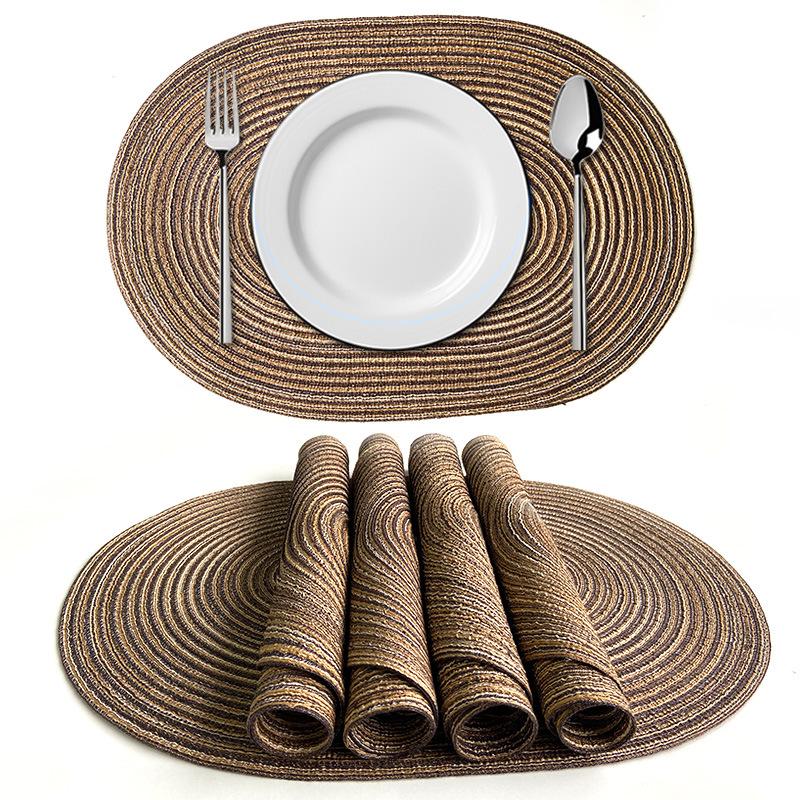 Inyahome-Oval Braided Nordic Placemats, Table Decor Mats for Dining Tables, Natural Woven, Heat Resistant, Outdoor and Indoor