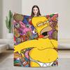 T-The Simpsons Warm Soft Blankets  Girls Boys Plush Throw Blanket Novelty Couch Chair Flannel Bedspread Sofa Bed Cover