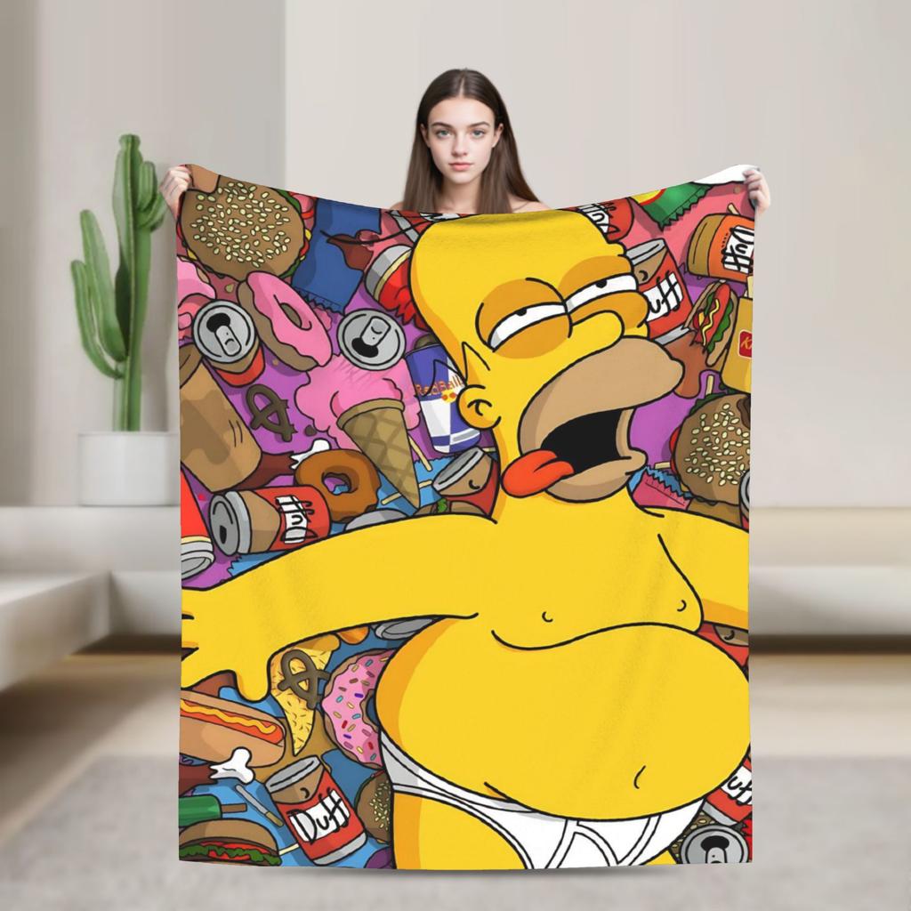 T-The Simpsons Warm Soft Blankets Girls Boys Plush Throw Blanket Novelty Couch Chair Flannel Bedspread Sofa Bed Cover