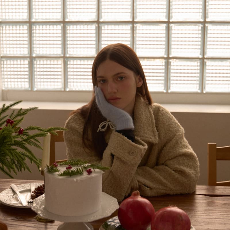 leterie ANGORA RIBBON GLOVES_BLUE