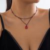 Ingemark Elegant Trendy Black Red Water Drop Pendant Chokers Necklace for Women Exquisite Metal Thin Chain New Year Jewelry Gift