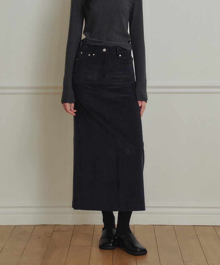 Marot Corduroy Slim Skirt_Navy
