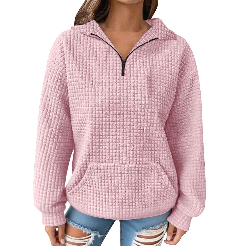 Ladies Fashion Casual Long Sleeve Pullover Top With  Pockets