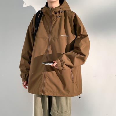 Men's and Women's Same Spring and Autumn Outdoor Waterproof Trend Fashionable Simple Versatile Hooded Elastic Jacket