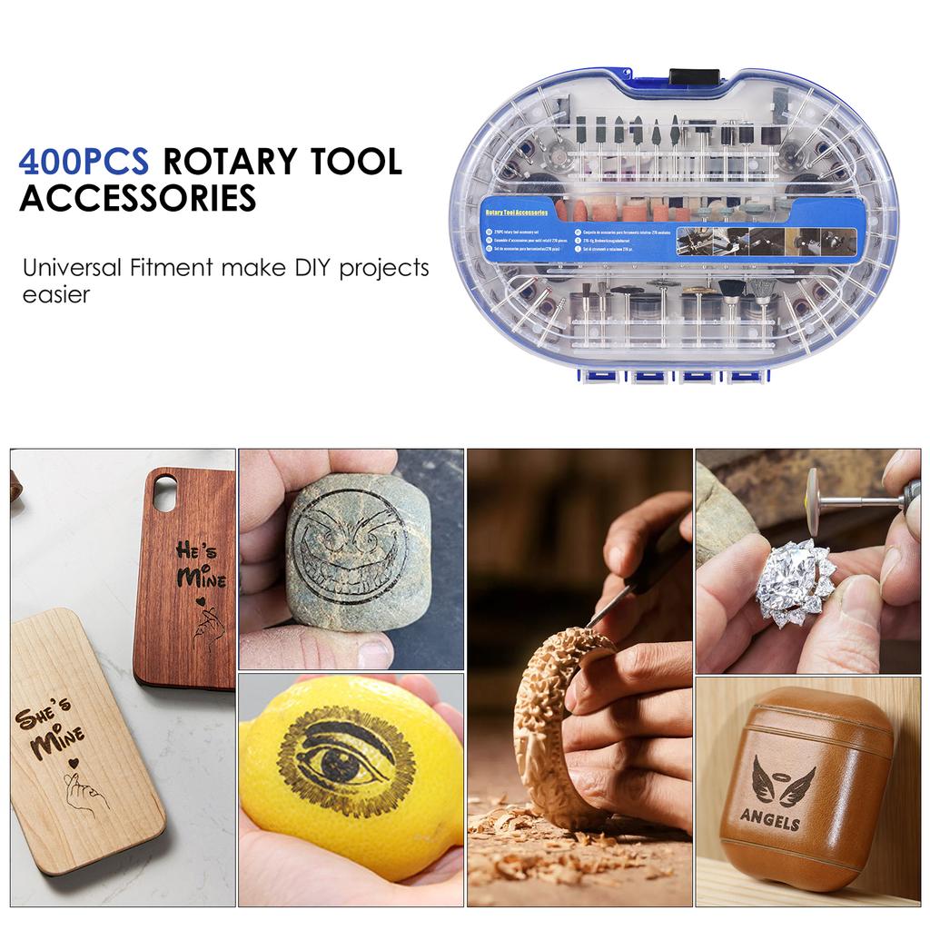 400 STK Elektrisk kverntilbehørsett Roterende verktøytilbehørsett Multifunksjonssliping