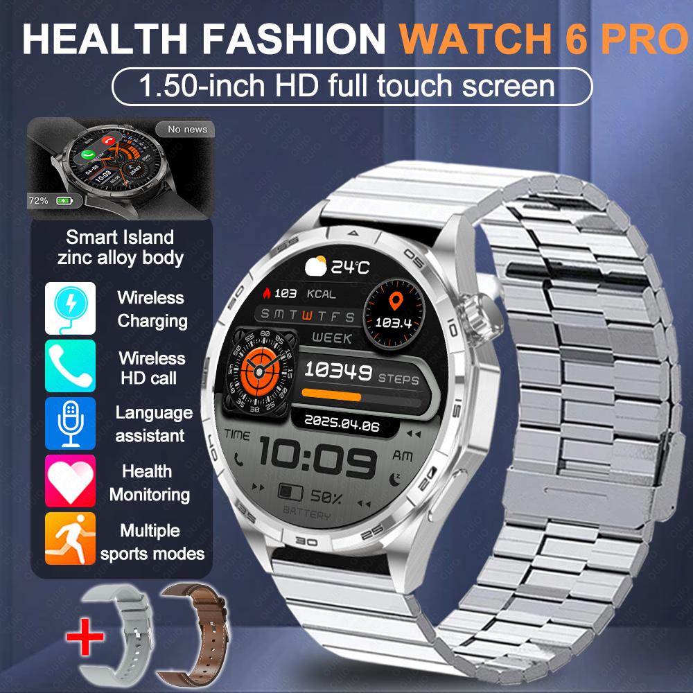 2026 New Watch 6 Pro Outdoor Sports Smart Watch Men 1.50” HD Screen GPS Track Tracking Altimeter Pressure Heart Rate Smart Watc