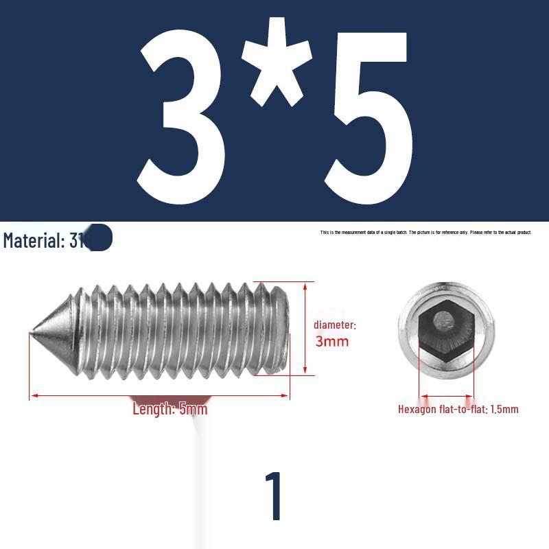 12.9 Edelstahl 304 Innensechskant Kegelspitze Gewindestift M2/M3