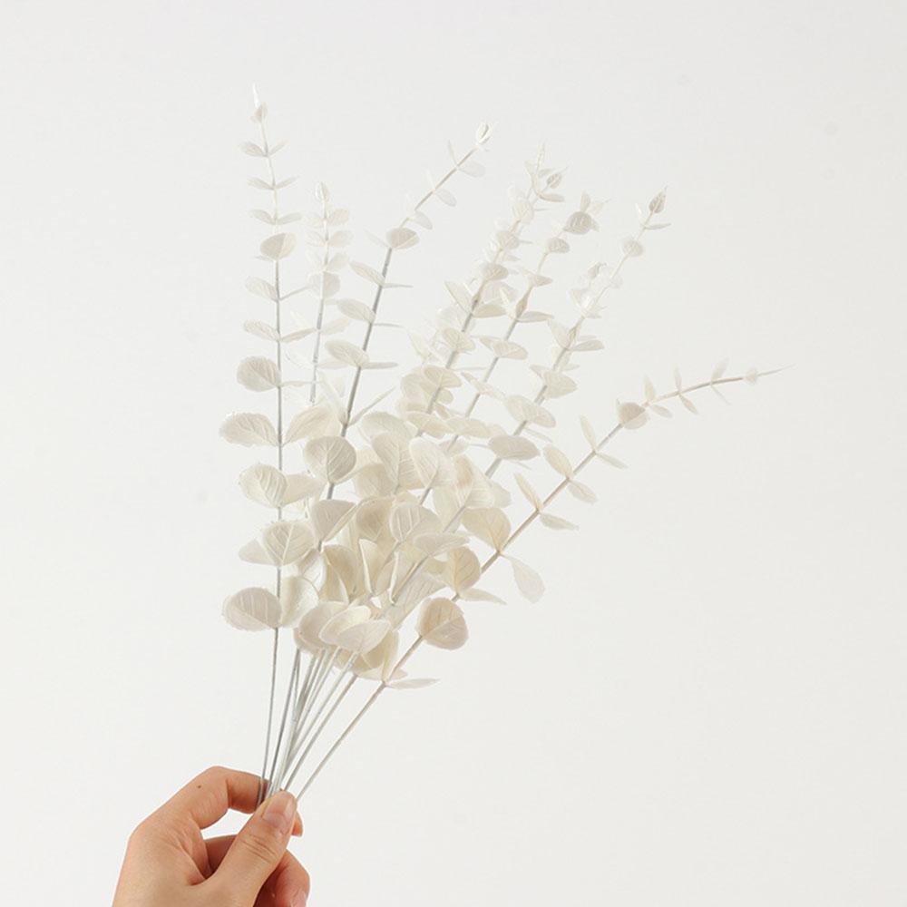 20/40pcsLot Artificial Gold Stem Eucalyptus Branch Artificial Plants for Wedding Flower Greenery Arrangement Home Decoration