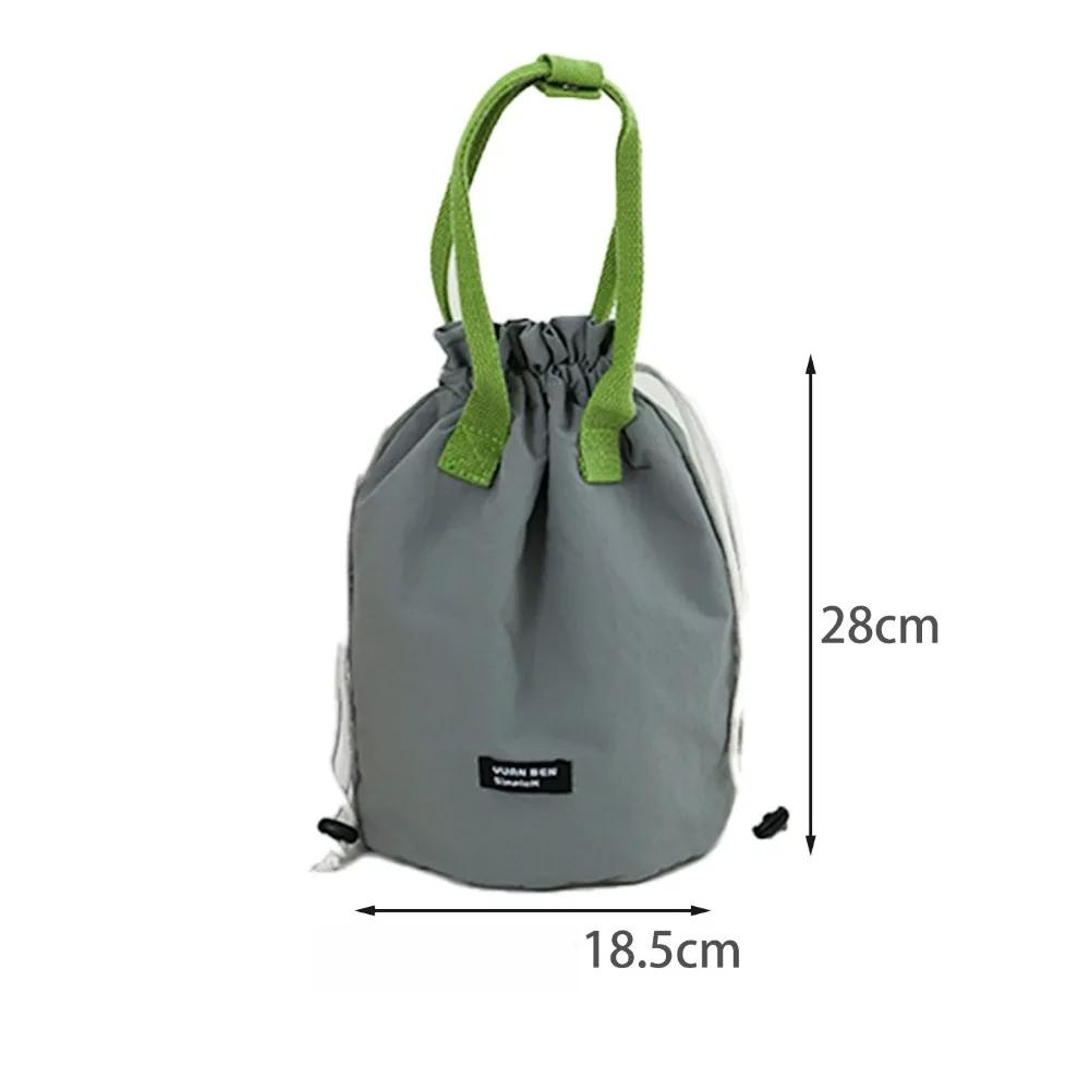 Portable Round Tubular Lunch Box Bag Handheld Waterproof Thermal Bento Bag Meal Carrier Durable Handbag Outdoor Picnic Bag