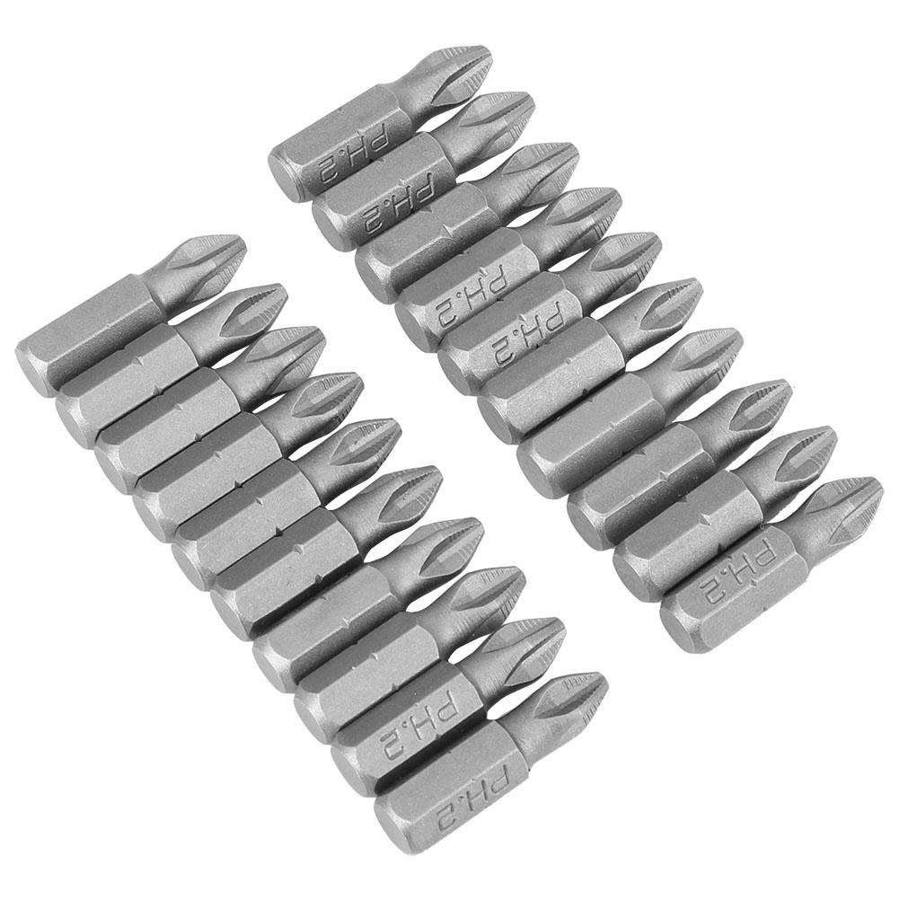 

Набор из 20 шт. бит для электрической отвертки, противоскользящие, из стали S2, крестовые, магнитные, PH2 x 25 мм