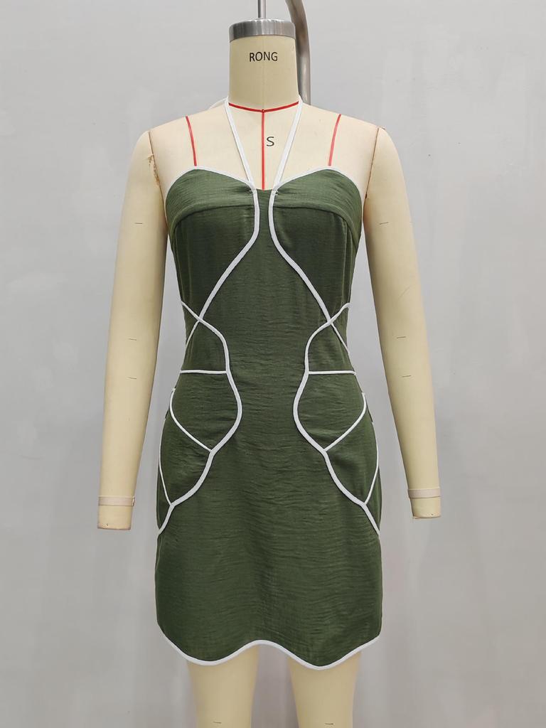 2026 Europe Summer Spaghetti Strap A-line Mini Dress - Elegant Seaside Style