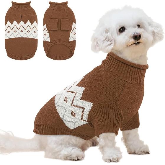 Queenmore Warm Dog Sweater, Soft Pet Knitwear, Knitted Pullover, Vlentines Day Gifts Winter Pet Clothes for Small Medium Dogs Cats