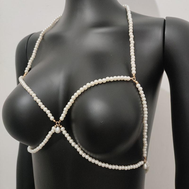 Delicate Handcraft Pearls Chest Necklace Formal Event Jewelry for Daily Wear and Layering