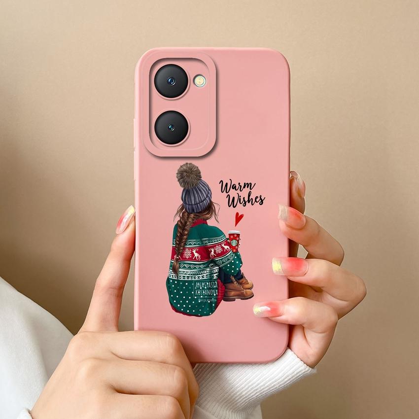 New Case For Vivo iQOO U5x Z9 Lite Y400 Pro Y03t Y02t Y18i Y18t Cute Girl Phone Cover Screen Protector Liquid Silicone Dustproof Shell For Vivo Casing