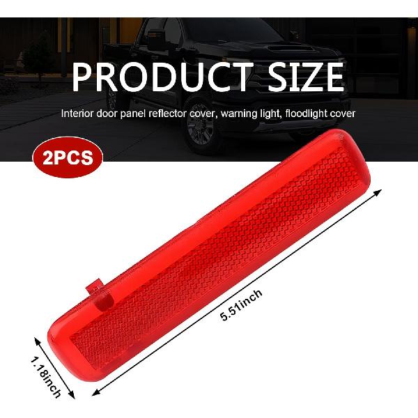 2PCS Car Door Red Reflector Panel, Compatible with Chevrolet GMC Yukon 2003-2007, Rear Left Driver and Right Passenger Side Door Interior Reflector,