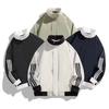 Mens Striped Stand Collar Jacket Loose Casual Streetwear Couples
