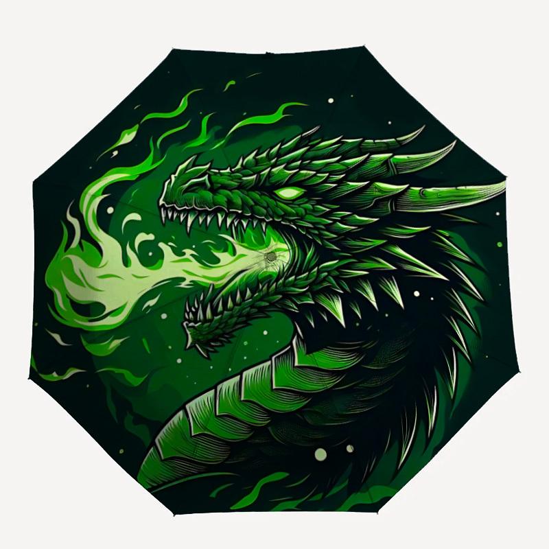 

1pc Green Dragon IllustrationAutomatic Folding Umbrella, Portable & Foldable Design with 8 Ribs, Casual Outdoor Accessory yy250804295