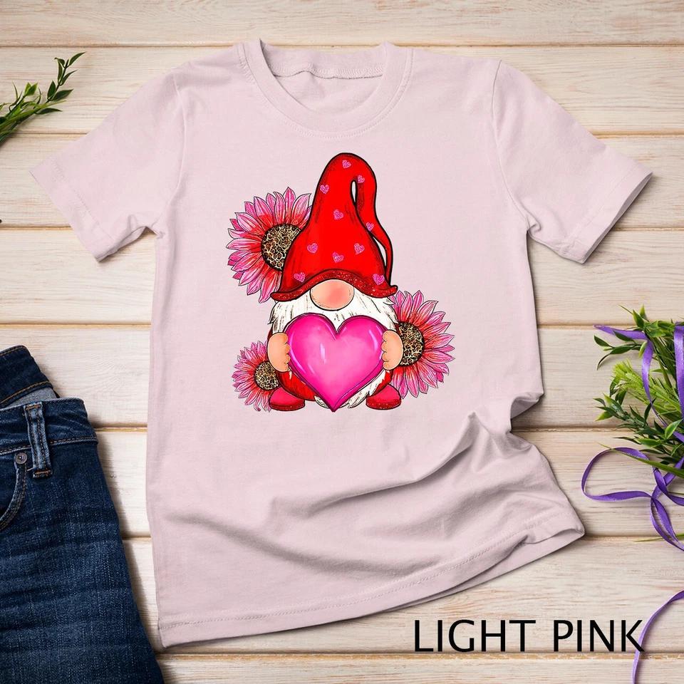 Happy Valentine s Day Gnome with Leopard Sunflower Valentine Unisex T-shirt 6 2XL