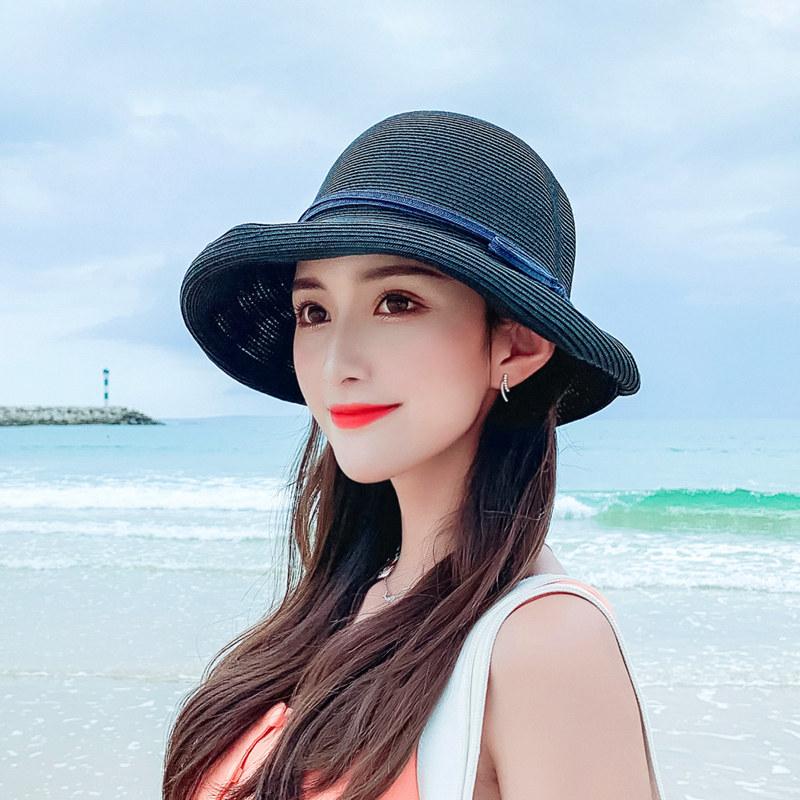 Straw Hat Women's Summer Sun Hat Hepburn Style Sun Hat Fashion Cool Hat Foldable Sun Hat Large Brim Fisherman Hat