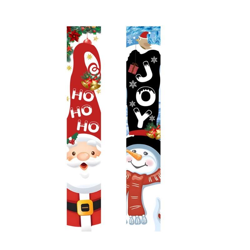 New Christmas Couplets Santa Claus Soldier Outdoor Decoration Door Curtain Hanging Flag 300D Oxford Cloth Christmas Decoration