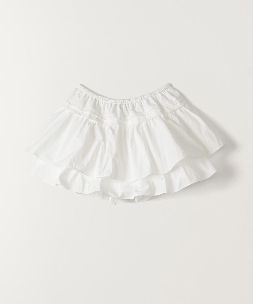 Tudument Shirring Mini Skirt White